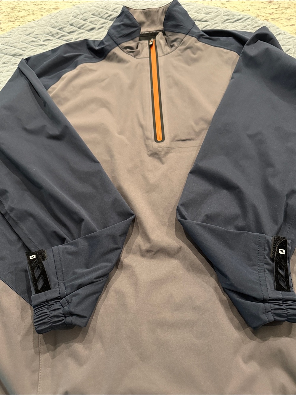 Foot Joy Hydroknit Men's Two-Tone Grey and Navy Quarter-Zip Windbreaker Jacket
